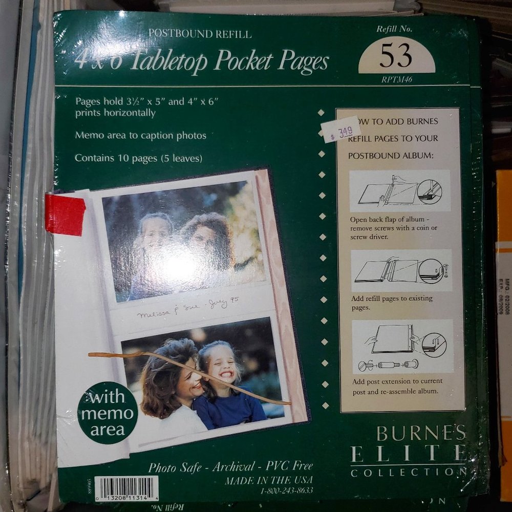 Burnes Elite Collection - Post Bound Photo Album 10 Refill Pages #53 (Set of 5)
